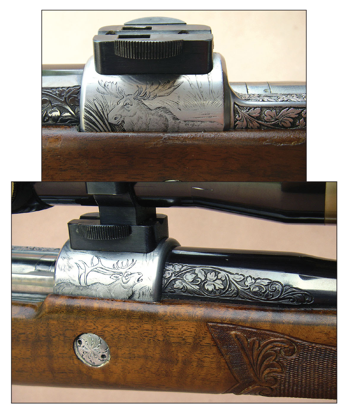 Olympian Grade High-Power rifles featured French Gray receivers that were scroll engraved, and many of these rifles were signed by the engraver.